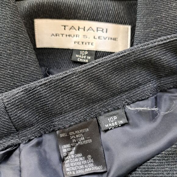 TAHARI 2-Piece Pant Suit Size Charcoal Gray 10 Petite Wool Blend - Picture 7 of 11